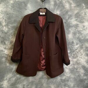 Forecaster Womens Wool Jacket Brown Black Button Up Lined Plus Size 14 Oversized